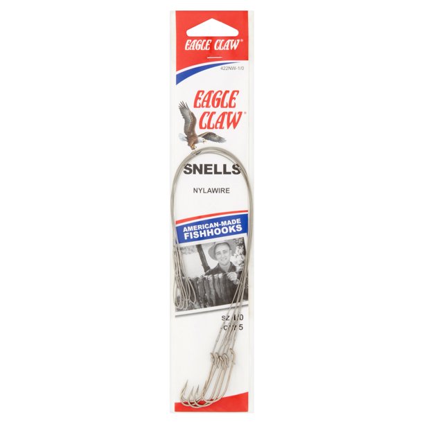 Eagle Claw Nyla Wire Snelled 6/0 Hooks - Cheap Tackle