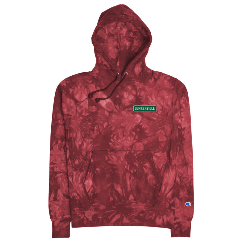 Lunkerville Unisex Champion tie-dye hoodie - Cheap Tackle Mulled Berry / S