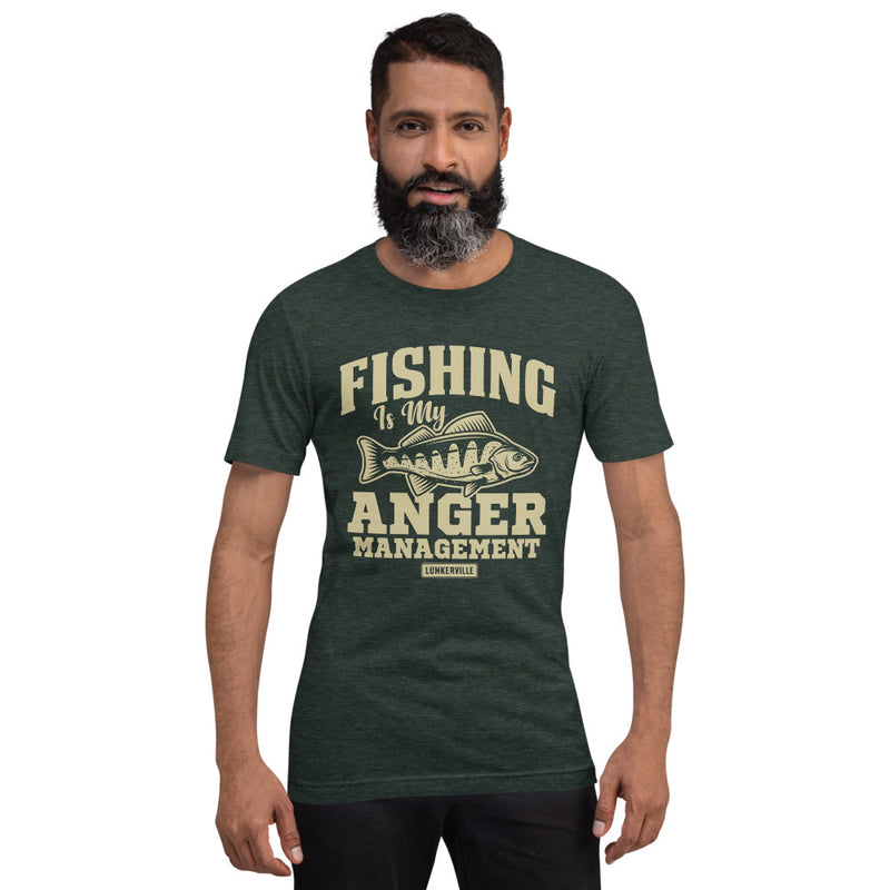 Lunkerville "Anger Management" Short-Sleeve Unisex T-Shirt - Cheap Tackle Heather Forest / S